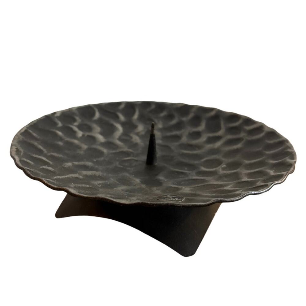 Vintage Brutalist Mid Century Modernist Metal Candle Holder Made in Switzerland